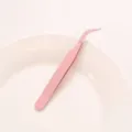High-precision pink bent-tip tweezers tool for 2.6mm fuse beads DIY craft projects - Curved Tip / Pink