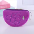 Simpatico portamonete in peluche uva viola con design a semicerchio e cerniera per bimbi - Style 7 (Grape)
