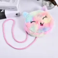 Süße regenbogenfarbene Umhängetasche in Katzenform aus Plüsch mit Stickerei - Katze mit geschlossenen Augen (Style 1)