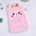 Astuccio in peluche coniglio rosa per cancelleria e trucco con orecchie scintillanti - 21x13cm / Rosa