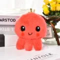 Cute plush orange octopus coin purse with gold crown decoration for keys and cables - 12*12cm / Watermelon red