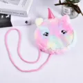 Bunte Plüsch-Einhorn-Umhängetasche für Mädchen mit runder Form und langem Gurt - Einhorn mit offenen Augen (Style 2)