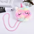 Süße regenbogenfarbene Plüsch-Einhorntasche mit glitzerndem rosa Horn für Kinder - Einhorn mit geschlossenen Augen (Style 3)