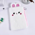 Astuccio e trousse in peluche a forma di coniglio bianco con orecchie rosa glitterate - 21x13cm / Bianco