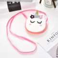 Borsa a tracolla unicorno in peluche per bambine, borsetta rosa e bianca regalo - Rotondo Rosso Anguria (Tessuto)