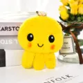 Simpatico portamonete in peluche a forma di polpo giallo con corona per chiavi - 12*12cm / Giallo