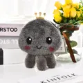 Cute grey plush octopus coin purse with a golden crown, soft mini storage pouch bag - 12*12cm / Gray