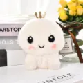 Adorable white plush octopus coin purse and keychain with a small golden crown detail - 12*12cm / White