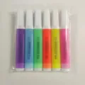 Set of 6 colorful highlighter markers for students and office use in transparent pouch - Set of 6 / Chisel Tip / Fluorescent Colors