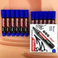 Twelve pack of professional blue permanent markers, refillable and colorfast design - 12 Pieces / Blue