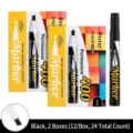 Set of 24 black permanent markers, waterproof large capacity thick tip pens for shipping - Square Toe / 24 Pcs/Set / Black
