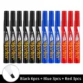Permanent marker set with 6 black, 3 blue, and 3 red pens, waterproof broad tip - Square Toe / 12 Pieces / Mixed Colors (Black/Blue/Red)