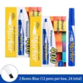 Set of 24 blue permanent markers with thick tips, waterproof and quick-drying ink. - Square Toe / 24 Pcs/Set / Red