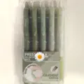 Juego de 5 bolígrafos de gel retráctiles verde degradado con agarre suave - Set de 5 / 0.7mm / Tinta Negra (Uji Matcha)