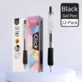 Juego de 12 bolígrafos de gel negros de 0.7 mm con tinta de secado rápido - 12 Unidades/Caja / Negro