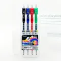 Set de bolígrafos de gel de colores retráctiles, punta fina 0.7mm, 4 colores para notas y escritura. - Juego de 4 colores