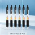 Set de 6 bolígrafos de gel retráctiles negros de 0,5 mm para una escritura suave y escolar - 0.5mm (6 Piezas) / Negro