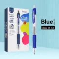 Stylo gel rétractable bleu de 0,7 mm en boîte de 12 pour une écriture fluide - 12 Pièces/Boîte / Bleu
