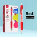 Stylos gel rétractables rouges 0,7 mm, lot de 12 pour usage au bureau et à l'école - 12 Pièces/Boîte / Rouge