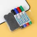 Juego de 4 rotuladores para pizarra blanca borrables con un práctico borrador de fieltro gris - Juego de 4 Colores Sin Borrador
