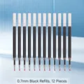 Pack profesional de 12 recambios de bolígrafo de gel negro de 0,7 mm, escritura suave - 0.5mm (12 Piezas/Pack) / Negro (Recambio)