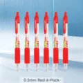 Juego profesional de 6 bolígrafos de gel rojos de 0,5 mm con agarre de goma antideslizante. - Forma de bala / Rojo 0,5 mm