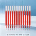 Set professionale di 12 ricariche per penne gel rosse da 0,7 mm per una scrittura fluida. - A forma di proiettile / Ricariche rosse 0,5 mm