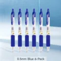 Set di sei penne gel blu a scatto da 0,5 mm per ufficio e scuola, scrittura fluida - A forma di proiettile / Blu 0,5 mm