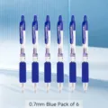Set di 6 penne gel blu a scatto da 0,7 mm con impugnatura in gomma per una scrittura fluida - A forma di proiettile / Blu 0,7 mm