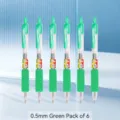 Set di 6 penne gel a scatto verdi da 0,5 mm con impugnatura morbida per ufficio - A forma di proiettile / Verde 0,5 mm