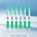Set di 6 penne gel a scatto verdi da 0,7 mm per la scuola e professionale ufficio - A forma di proiettile / Verde 0,7 mm