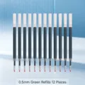 Confezione da 12 ricariche per penne gel verdi da 0,5 mm per ufficio e cancelleria - A forma di proiettile / Ricariche verdi 0,5 mm
