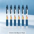 Set di 6 penne gel a scatto blu navy da 0,5 mm per studenti - 0.5mm (6 Pezzi) / Blu Scuro