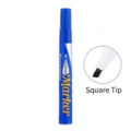 Blue oil-based permanent marker with chisel tip for office and industrial use. - Square Toe / Red