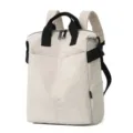 Mochila informal minimalista de gran capacidad en blanco roto con asas negras y correas - 6 / Blanco