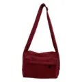Minimalist dark red canvas crossbody bag with an adjustable wide shoulder strap for women - No Pendant / Burgundy