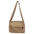 Minimalist khaki canvas crossbody bag with wide adjustable strap for women and zipper pocket - No Pendant / Khaki