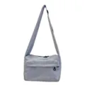 Minimalist light blue canvas crossbody bag with wide strap and WELL DOER embroidery - No Pendant / Blue