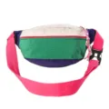 Vibrant color-blocked fanny pack with pink strap and green ripstop nylon texture - 33*16*8 / Turquoise Green