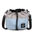 Bolso de hombro casual de nailon estilo japonés en azul y gris con cordón ajustable - Talla única / Gris