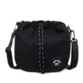 Bolso de hombro tipo cubo de nailon negro con cordón y correa ajustable cómoda - Talla única / Negro