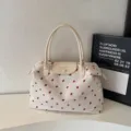 Borsa da viaggio capiente con stampa a fragola per donna, ideale per pendolari - Taglia L / Bianco avorio