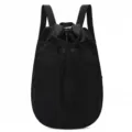 Large capacity minimalist black nylon drawstring travel backpack for women and students - One Size / Black