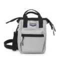 Veelzijdige grijze mini crossbodytas met zwarte handvatten en veilig ritsvakje. - Gemiddeld / Grijs