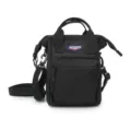 Zwarte duurzame nylon crossbody tas met handvatten en ritsvak voor op reis gebruik - Gemiddeld / Zwart