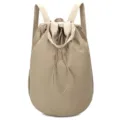 Minimalist khaki nylon drawstring backpack with dual shoulder straps and handles - One Size / Khaki