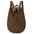 Minimalist brown nylon drawstring backpack for travel and casual use. - One Size / Brown