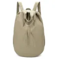 Minimalist khaki lightweight nylon travel backpack with drawstring and top handles - One Size / Bean Green