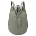 Olive green lightweight nylon drawstring backpack variant with dual handles for travel - One Size / Matcha Green