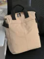 Mochila minimalista de nailon beige de gran capacidad para la escuela o viajes - 6 / Caqui